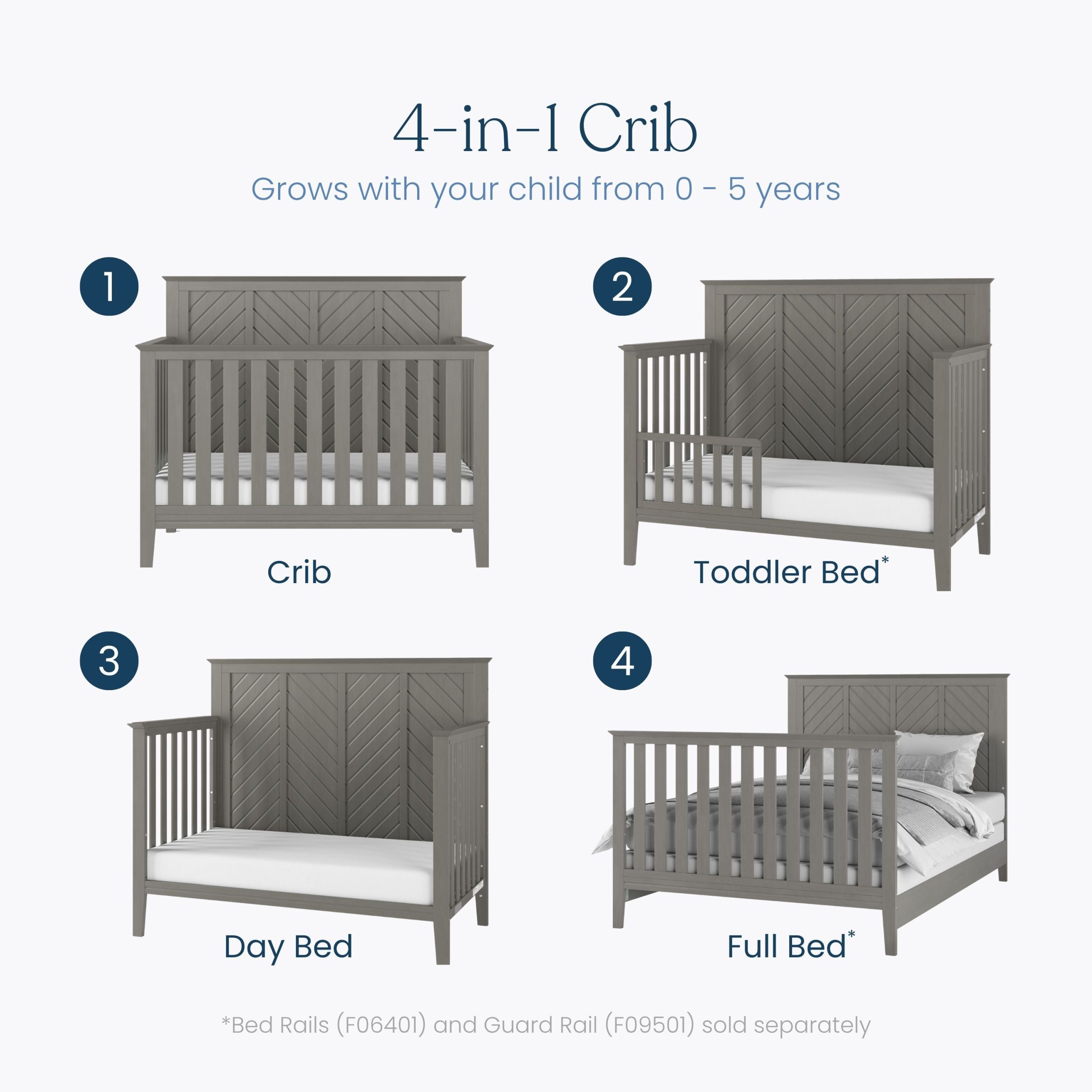 Atwood 4-in-1 Convertible Crib. Lunar Gray - Image 3