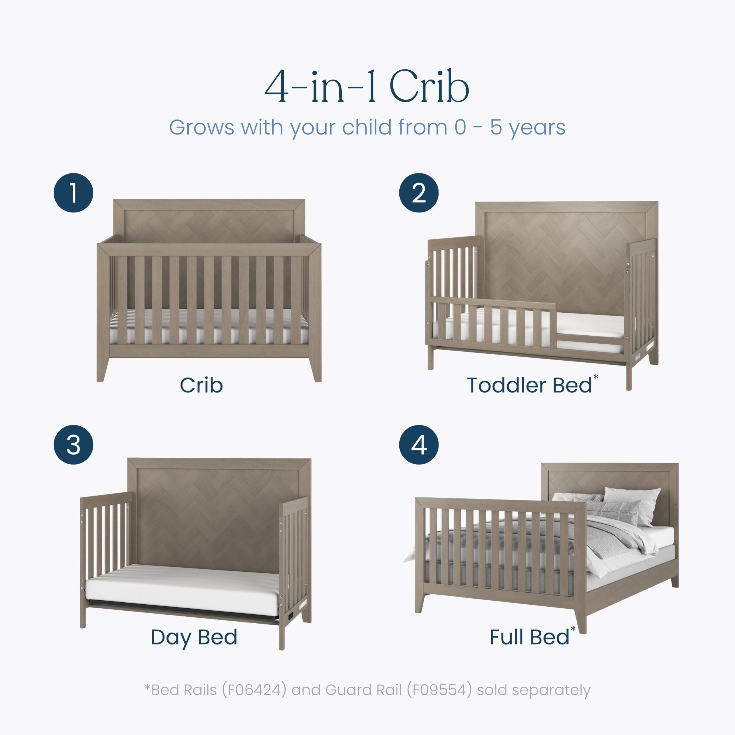 Kieran 4-in-1 Convertible Crib. Crescent Gray - Image 3