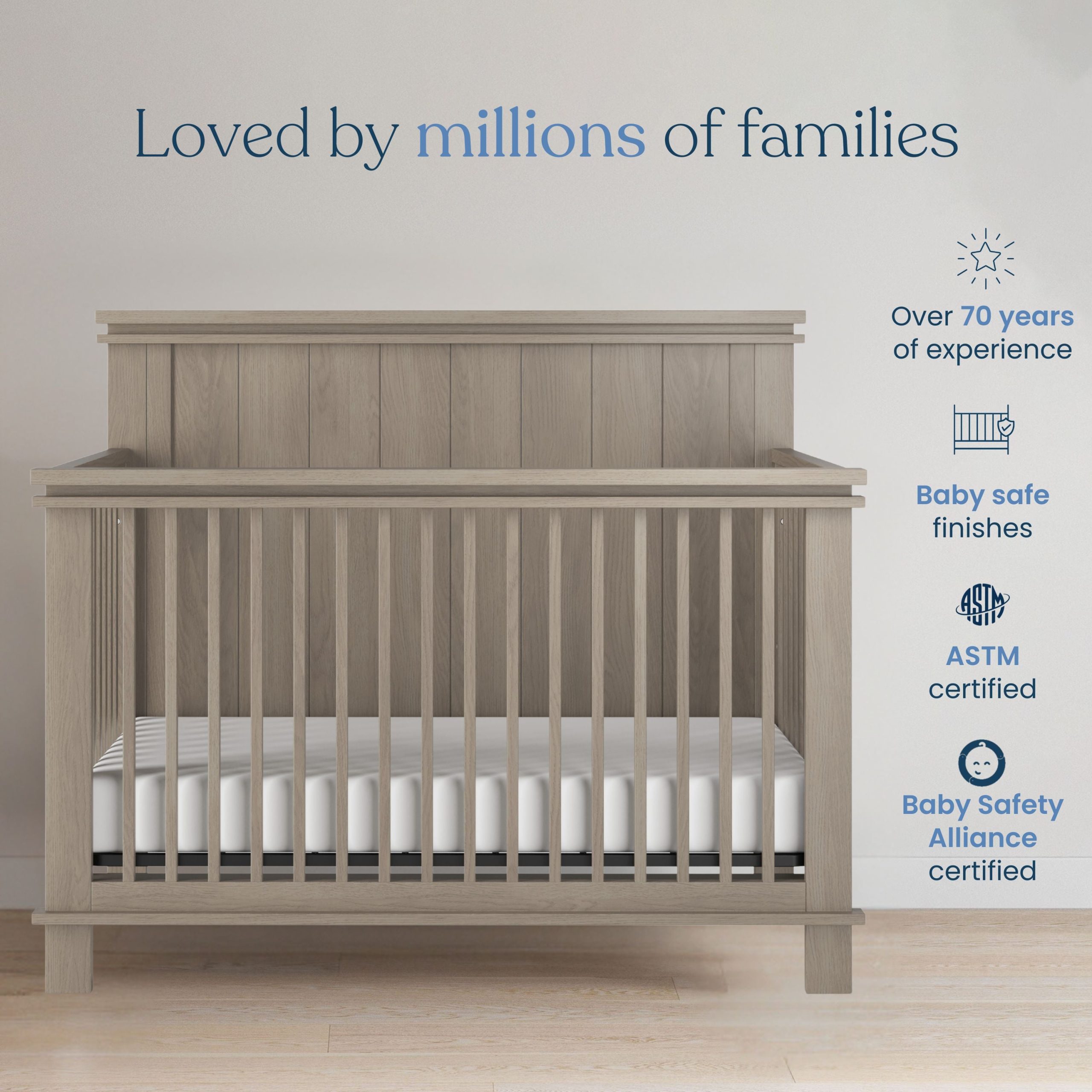 Denman 4-in-1 Convertible Crib. Crescent Gray - Image 7