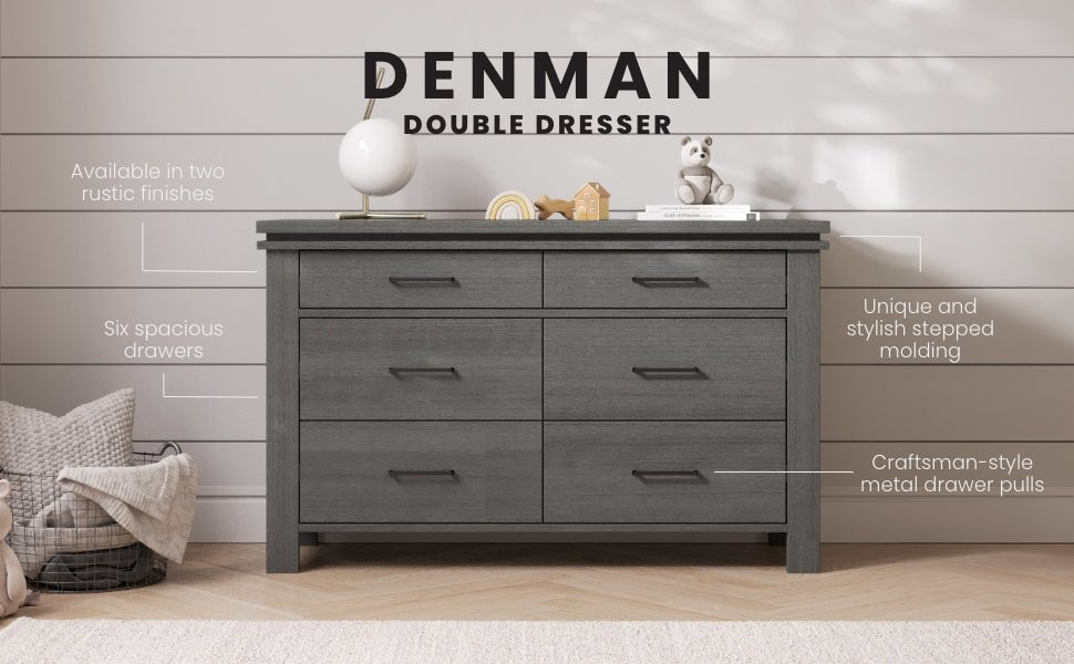 Denman Double Dresser. Midnight Gray - Image 4