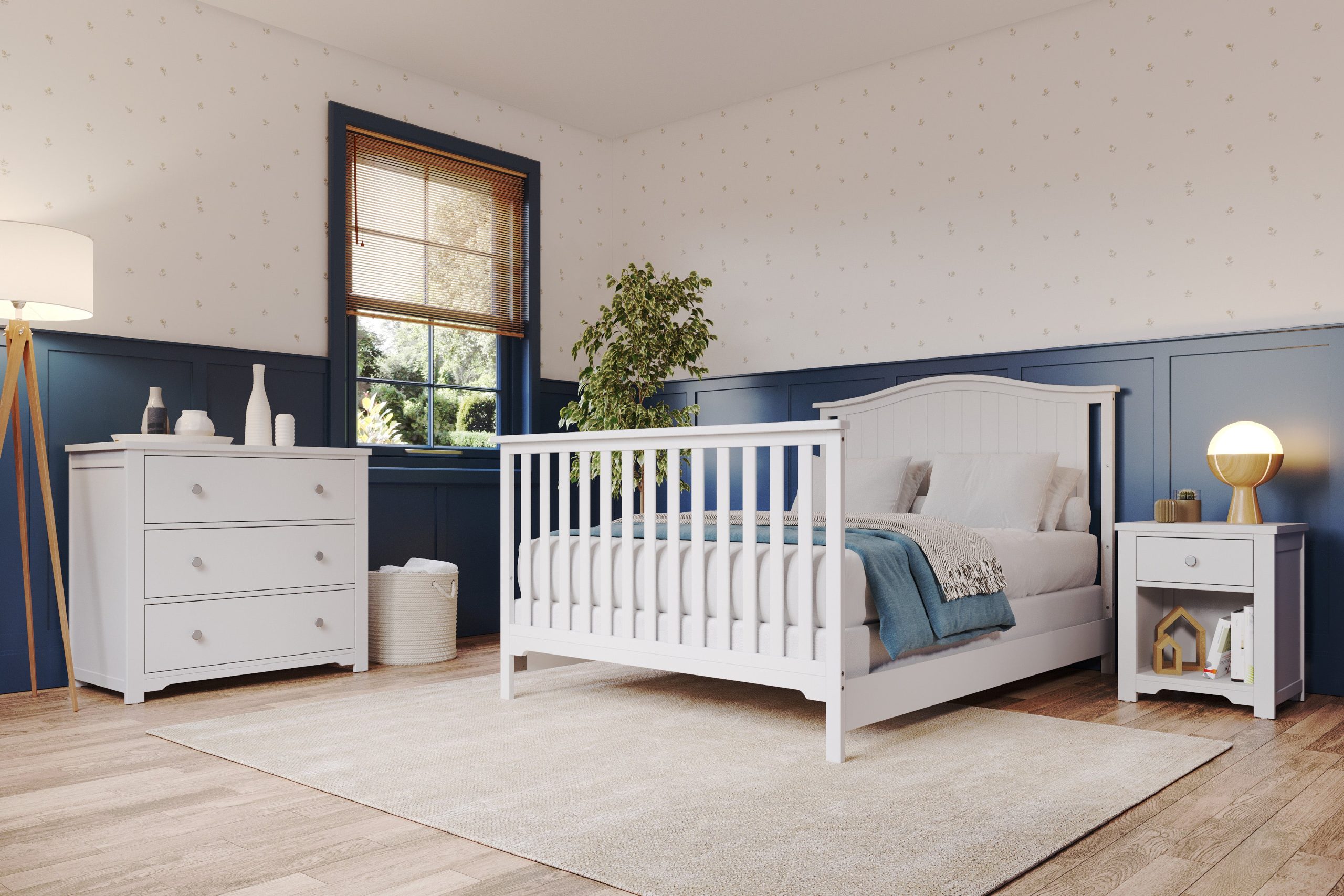 Hampton Arch Top 4 Piece Nursery Set with Crib. Dresser and Conversion Kit - Image 8