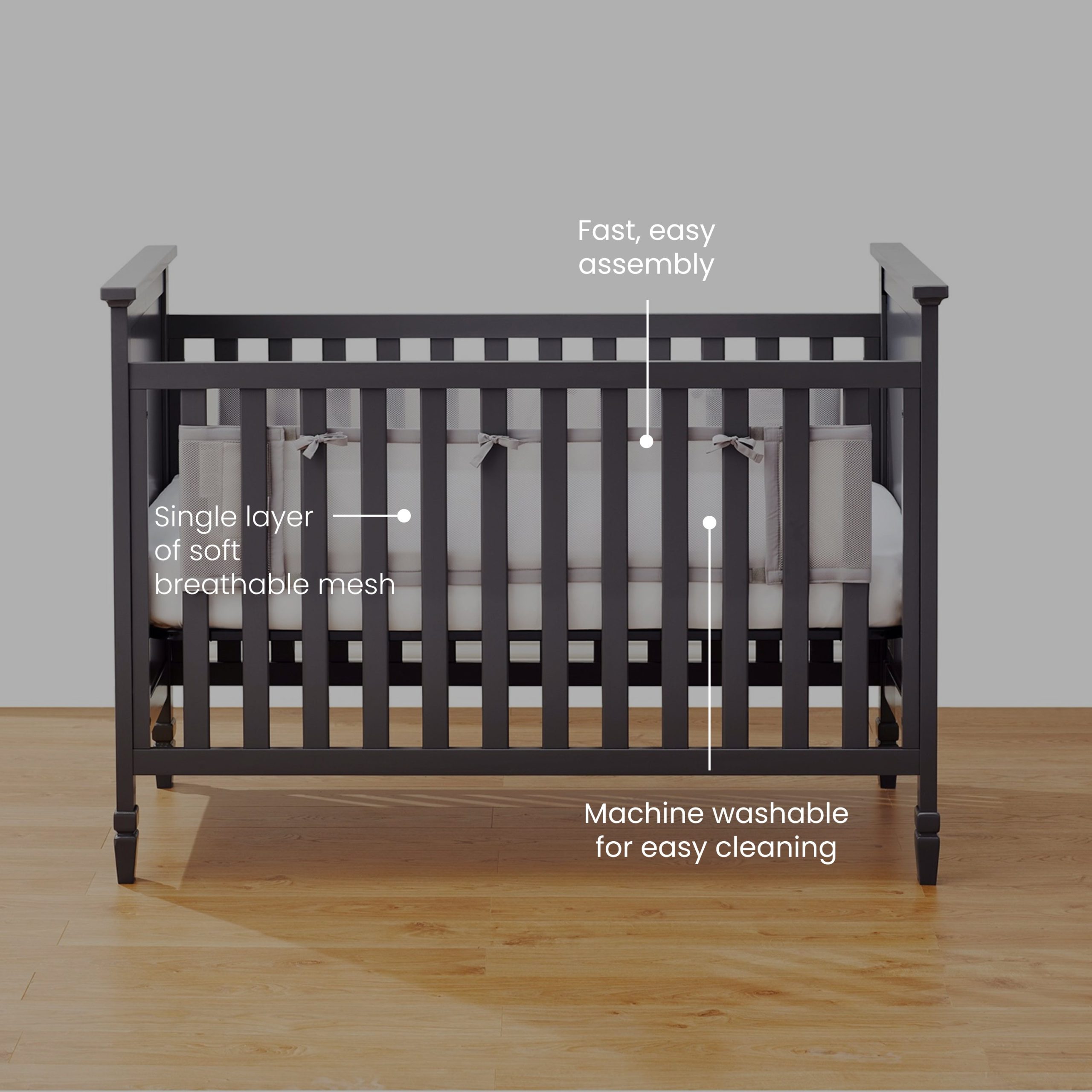 Breathable Mesh Crib Liner for Full Sized Solid End Crib - Image 6
